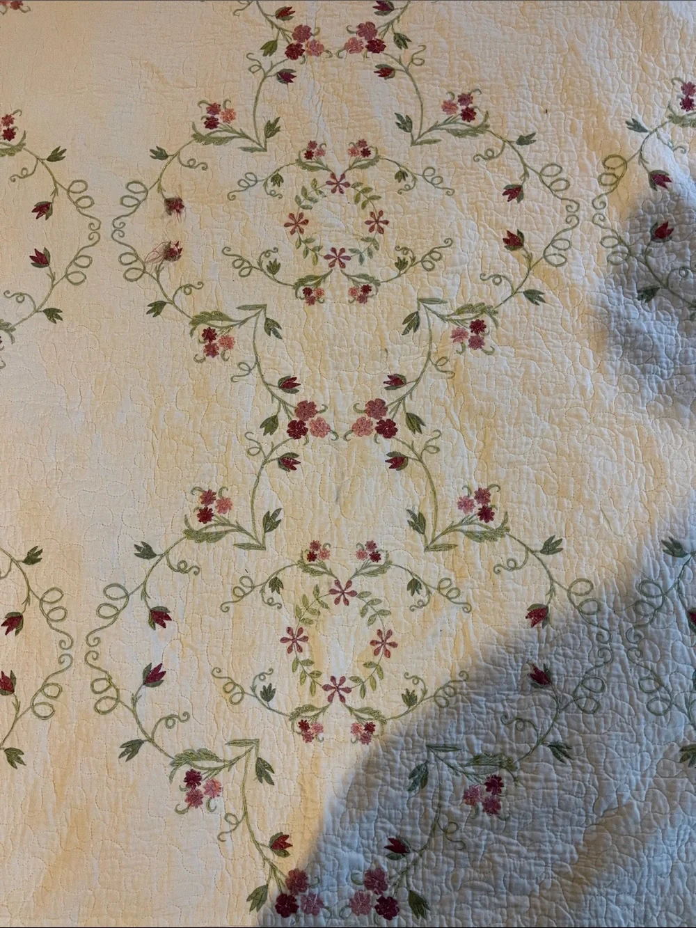 Martha Stewart Collection Quilted embroidered King Queen Comforter Cream Rose